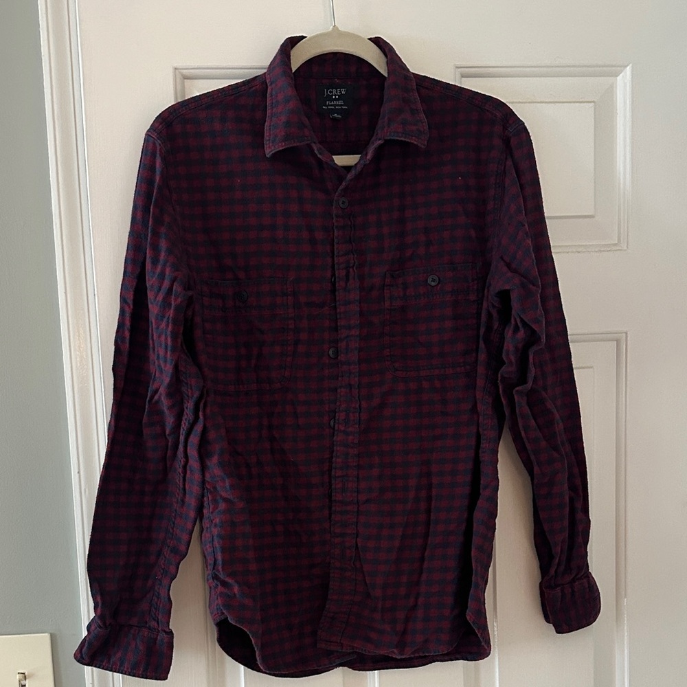J. Crew Men's Burgundy Checkered Shirt